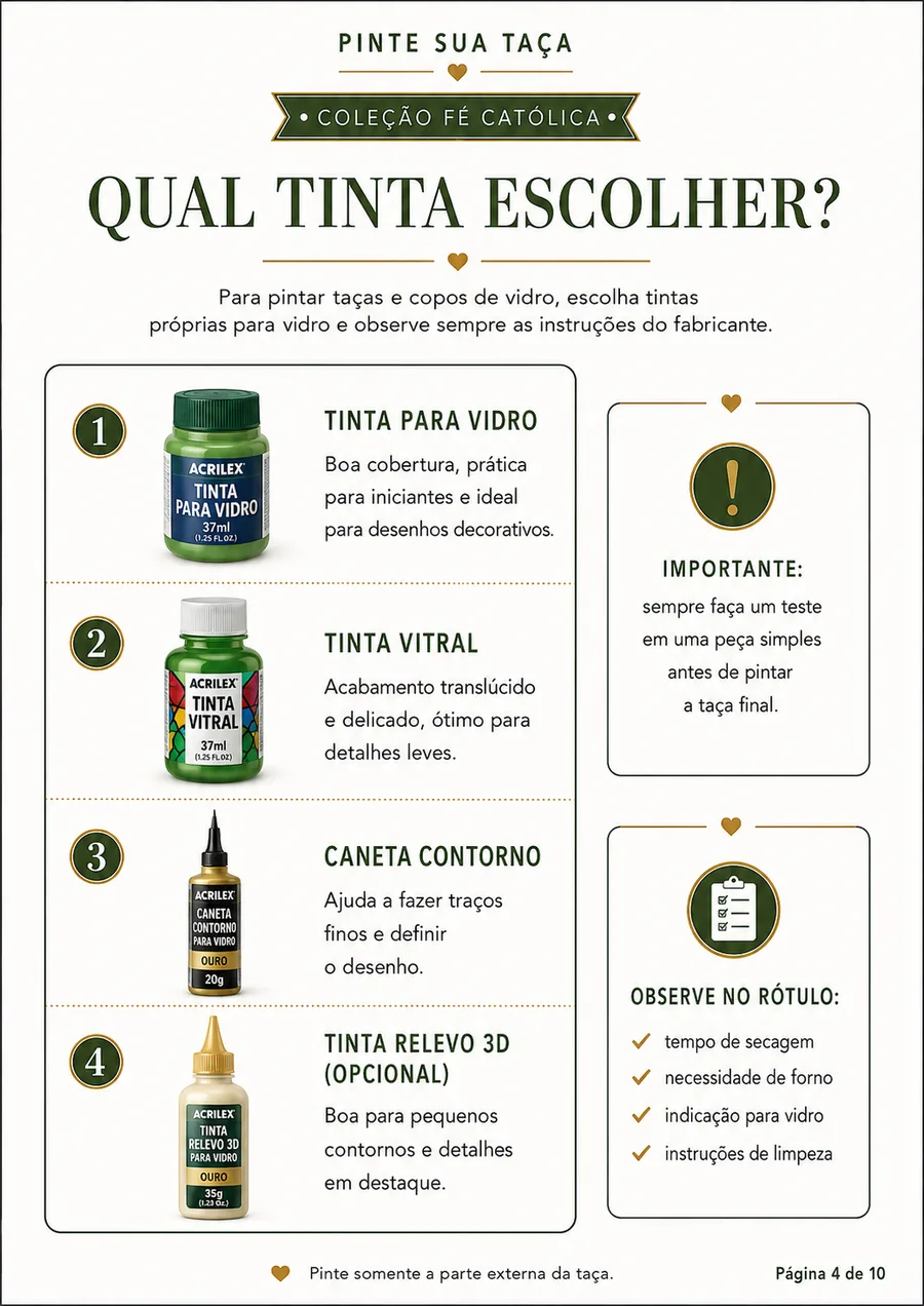 Página explicando qual tinta escolher para pintar vidro
