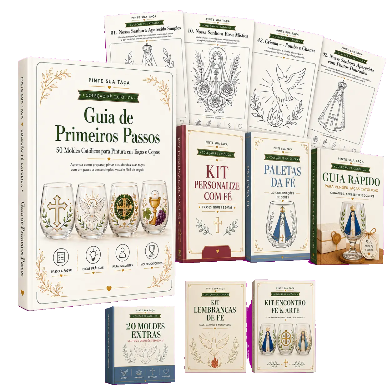 Oferta completa Pinte Sua Taça - Coleção Fé Católica com o produto principal e seis bônus