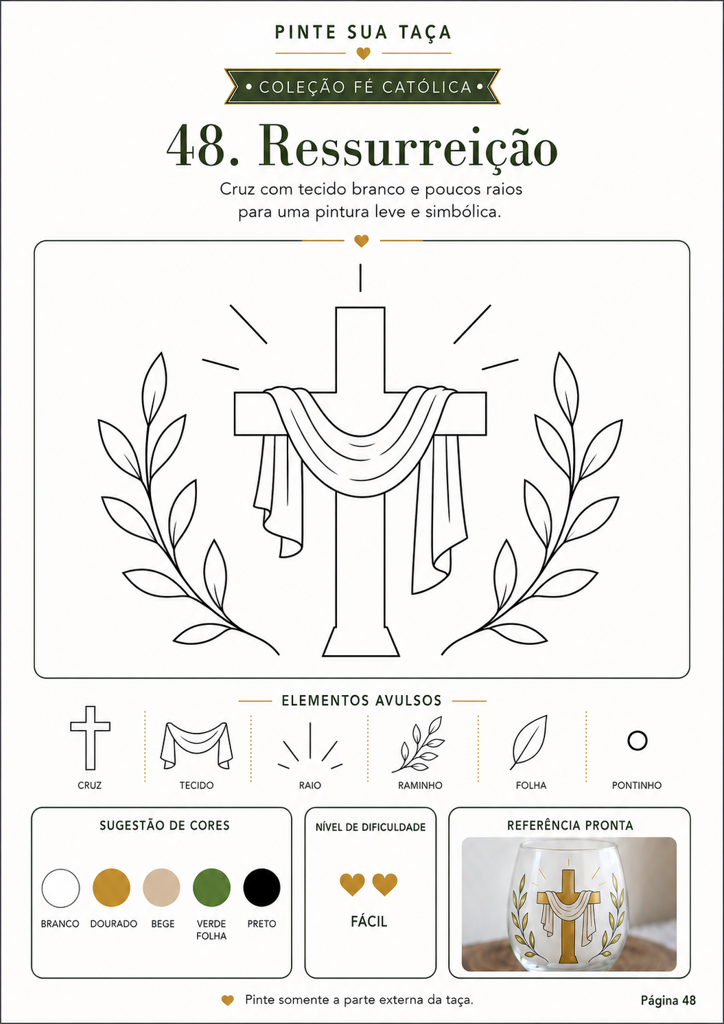 Molde católico 48 Ressurreição, página interna do Pinte Sua Taça - Coleção Fé Católica